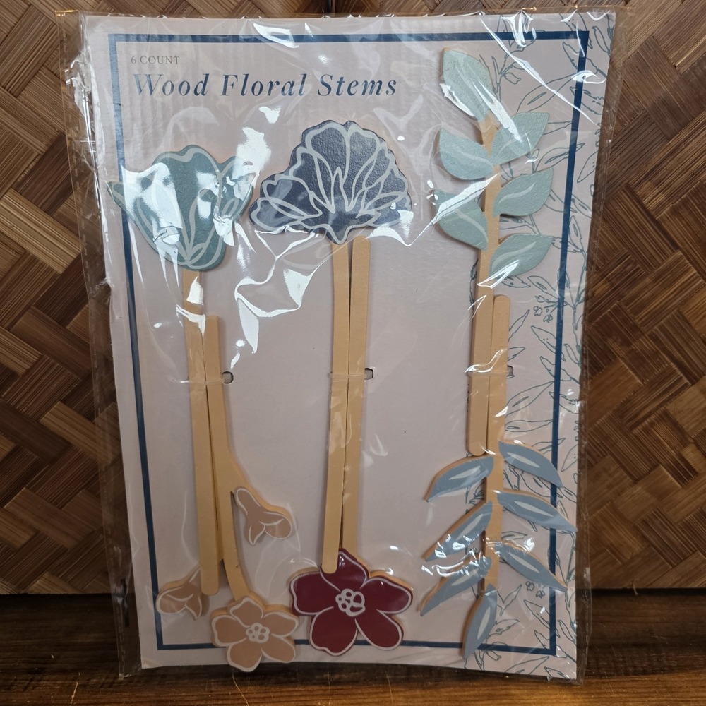 BRAND NEW Wood Floral‎ Stems 6 Ct Per Package  Crafts Decor